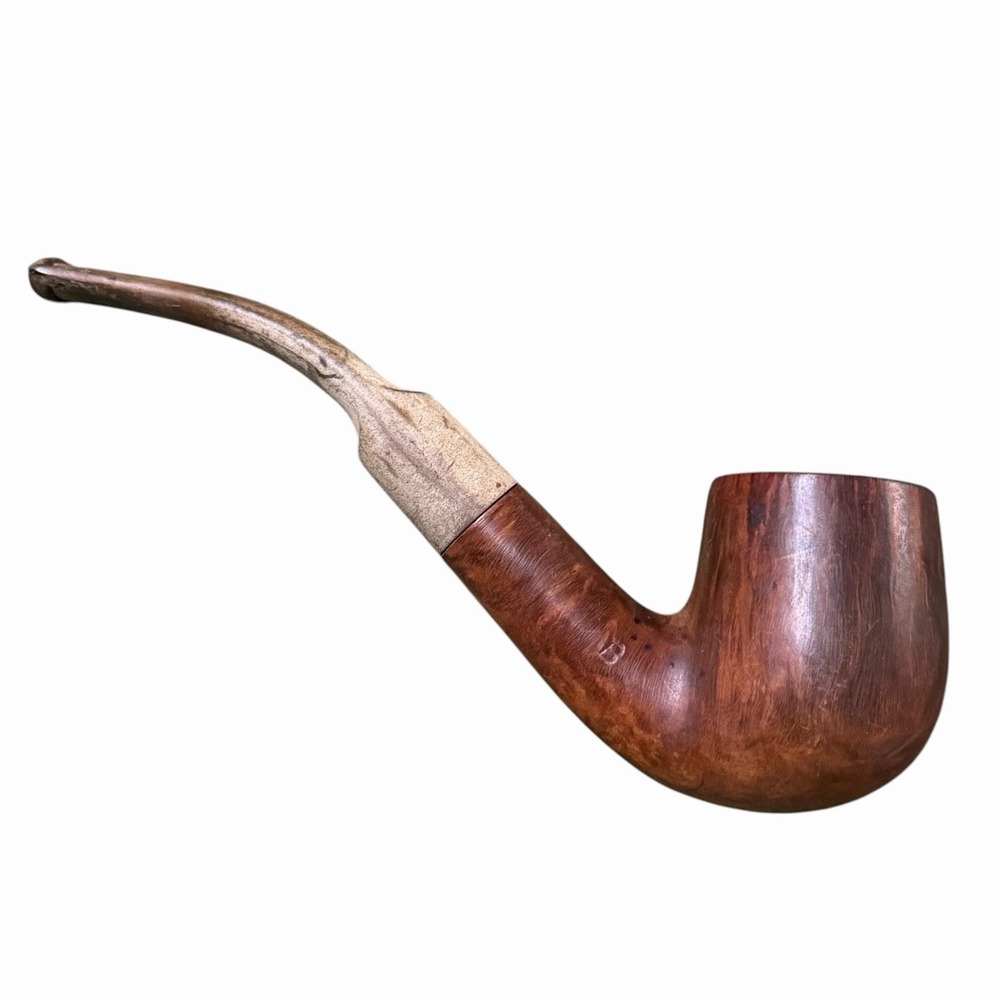 VTG Bent Billiard/Dublin Estate Tobacco Pipe – Briar Wood with "B" Shank Stamp